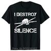 Drummer Vintage Evolution Of Unisex Drumsticks Drumset Drum Set Tshirt Tees Cotton I Destroy Silence Drumming Tshirts Unisex Clothes