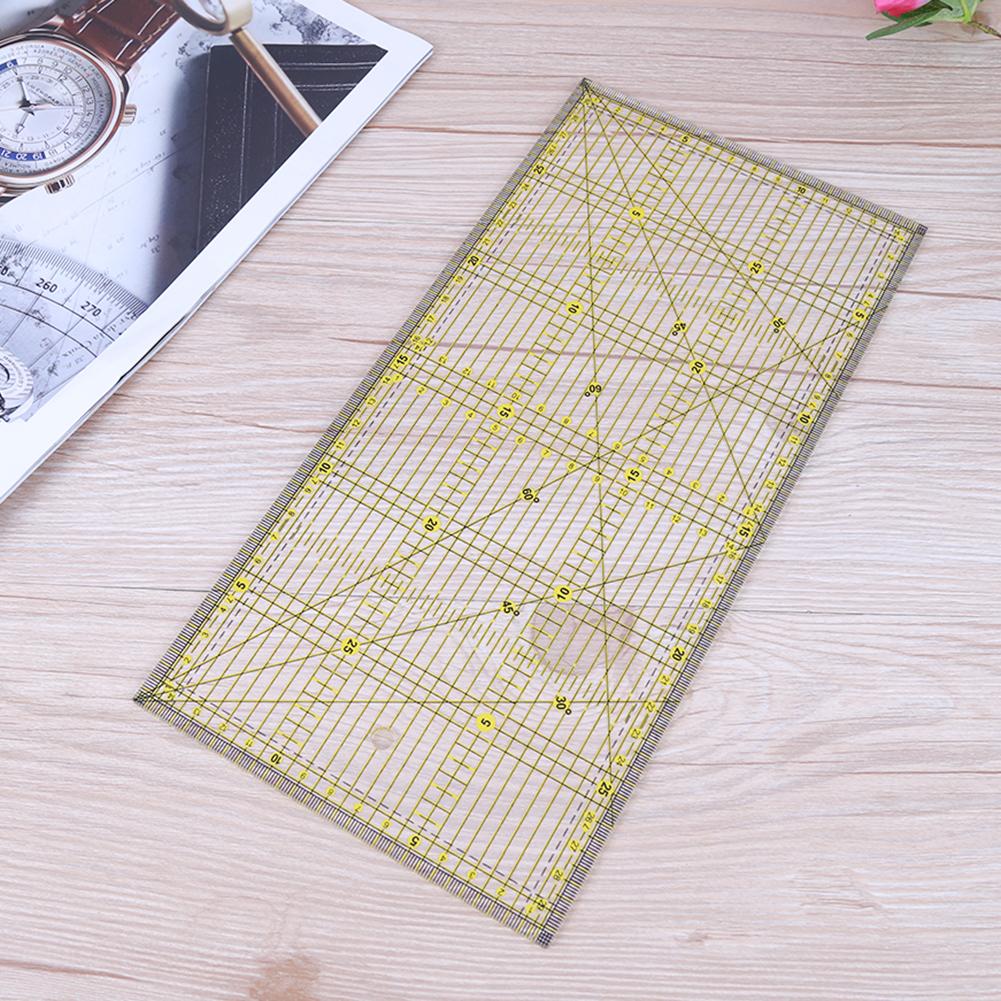 Plastic Clear Ruler Square Patchwork Cloth Ruler Multi-Purpose 30x15cm with Grid Lines for Garment Design for Sewing Crafts