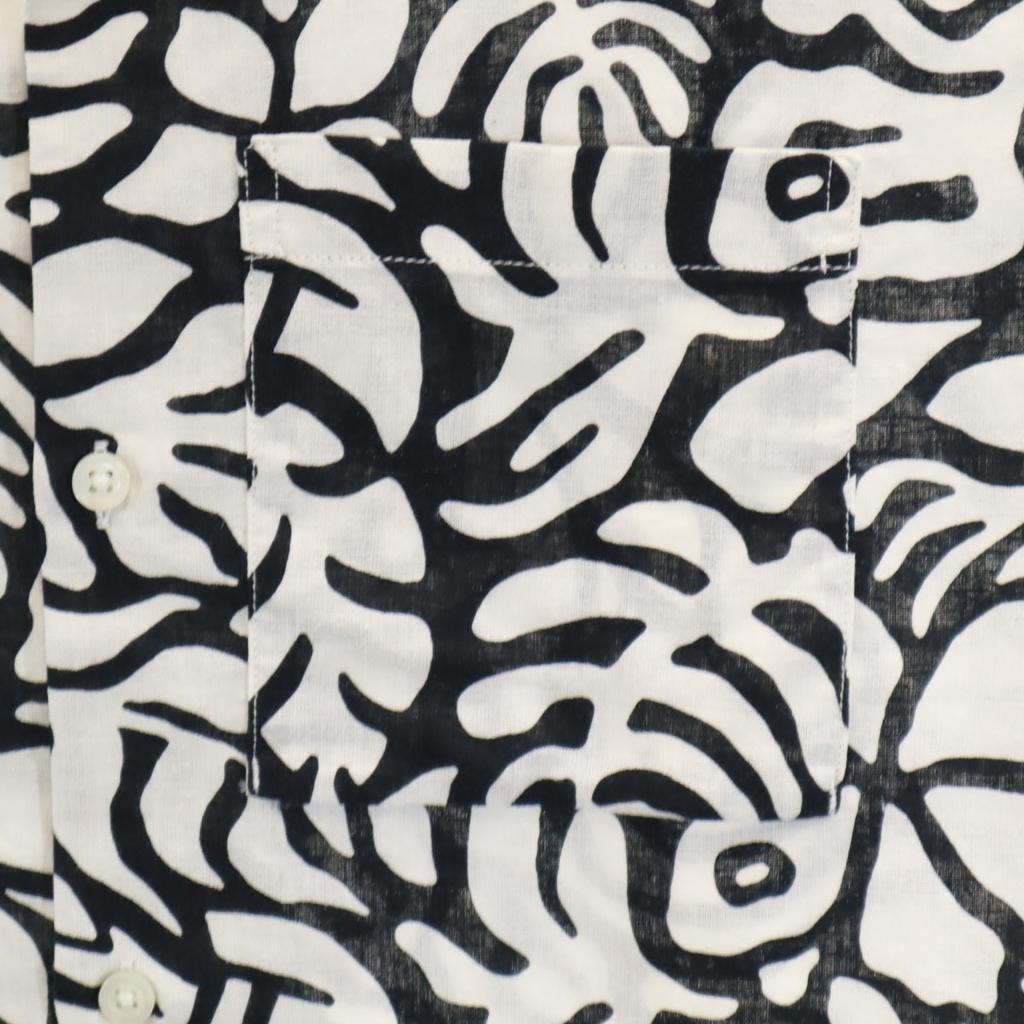 Gap Linen Blend Leaf Pattern Short Sleeve Open Collar Shirt XS White Men's Used