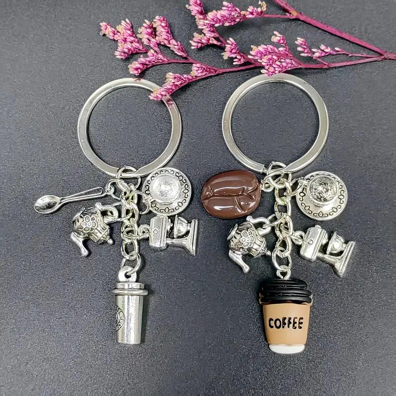 European Coffee Lover Keychain: Barista Gift Pendant