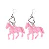 Acrylic Unicorns Earrings Adorable Ponies Heart Charm Ear Rings Unique Earwear Accessories for Fashionable Women