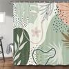 Floral And Cactus Patterned Shower Curtain, Made Of Polyester Fabric, Machine Washable, With Hooks, Suitable For Bathroom Dcor.