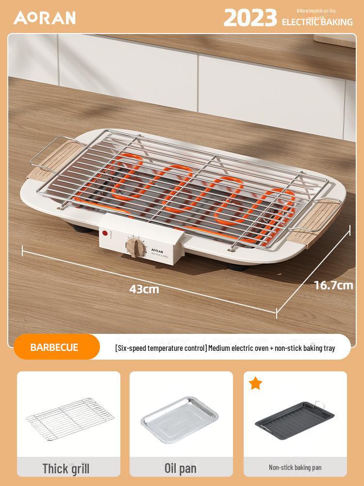 Premium Indoor Smokeless Electric BBQ Grill with Skewers for Barbecue