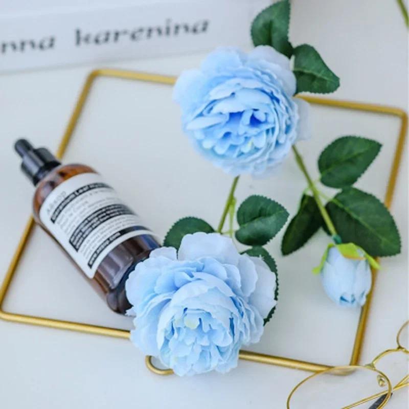 New 1PCS 3 Heads Rose Party Hotel Decoration Pretty Artificial Peony Practical Wedding Bride Holds Flowers Household Ornament