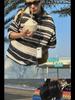 Unisex Retro Striped Knit Sweater: Loose Lapel Casual Top for Spring & Summer