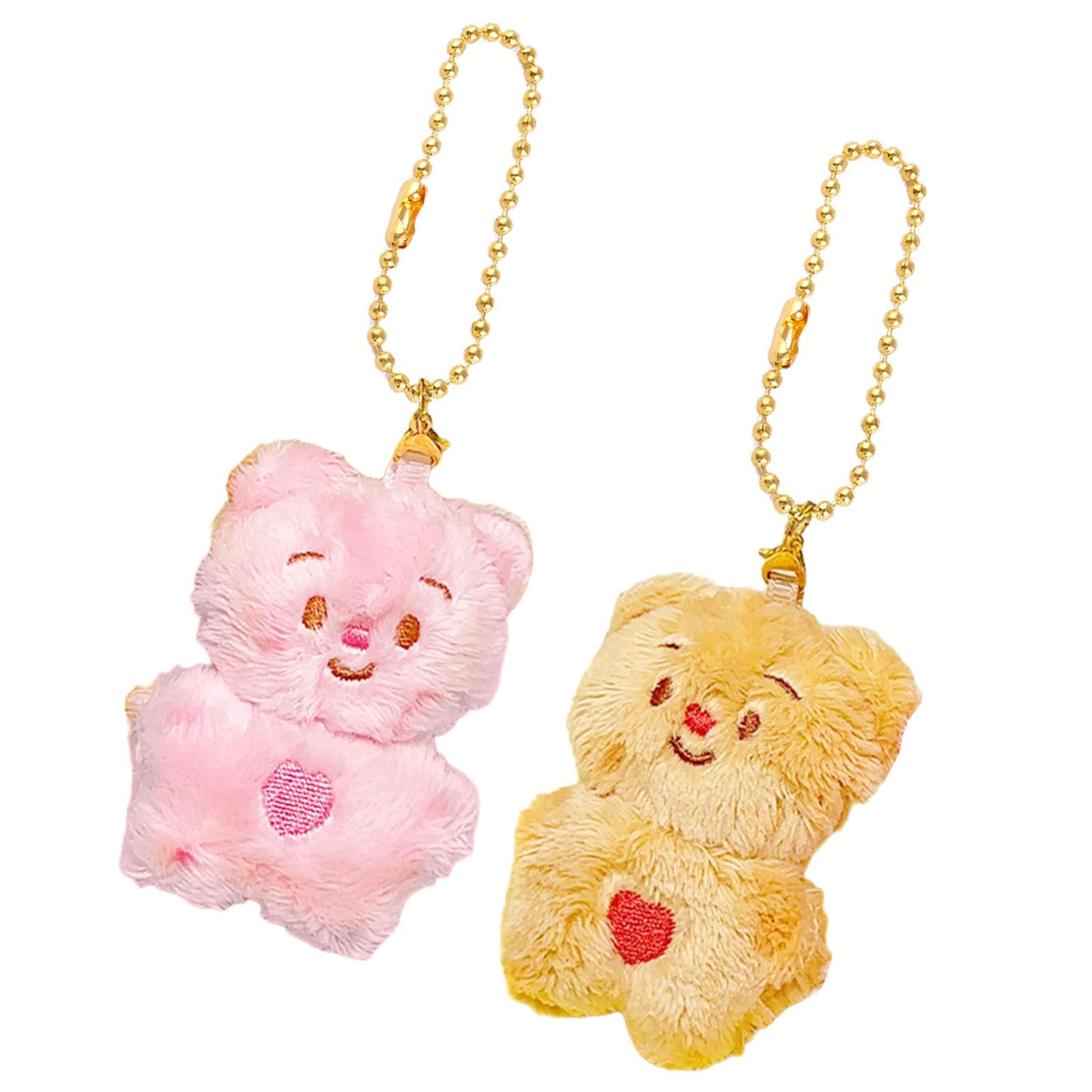 

Lovely Butter Bear Couple Keychain Plush Charm for Fashionable Lovers with Adjustable Chain Length Portable Jewelry