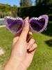 2026 Glitter Heart Sunglasses For Women Birthday Girl Bride To Be Letter Decor UV400 Protection Party Shades KJ196