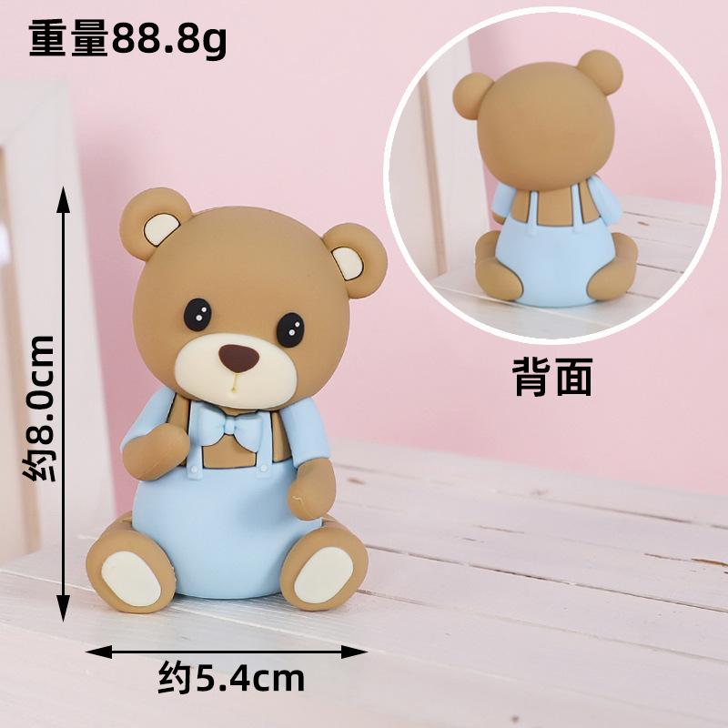 Pink Blue Bear Cake Decorations Mini Bear Figurine Cake Toppers for Baby Shower Boy Girl First Birthday Party Decorations Kids