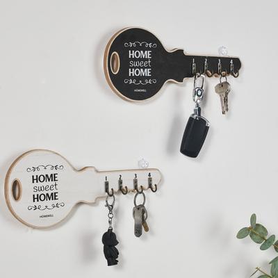 Home Sweet Home Design, Porte-clés décoratif mural, 4 crochets, Noir