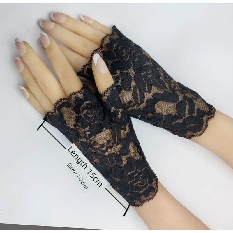 New Elastic Lace Half Finger Gloves Thin Short Finger Leakage Sun Protection Driving Non Slip UV Protection Scar Covering Tattoo
