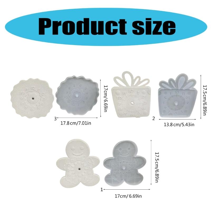 Christmas Gngerman Silicone Molds for Epoxy Resin, Clock Shaped Resin Silicone Molds for Candy Chocolate Fondant, Baking
