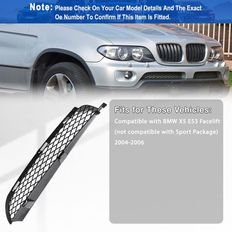 For BMW X5 E53 Facelift 2004 2005 2006 Front Lower Bumper Grille Inlet Grill Replacement 51117116397 51117116398