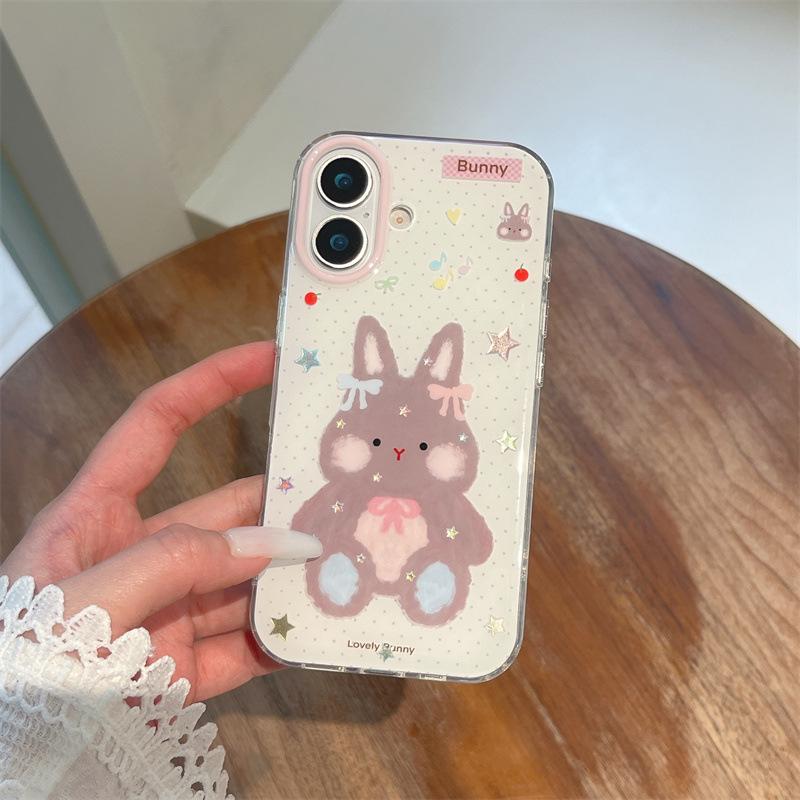 Colorful Stars  Rabbit Gold Foil Polka Dot Case for iPhone 17, 16 Pro Max, 15, 14 iPhone 16 Pro Max корпуса