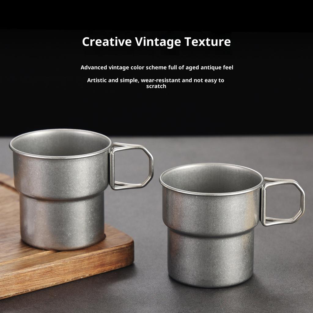 230/330Ml Stainless Steel Camping Mug With Wooden Anti Scald Sleeve Foldable Handle For Hiking Picnic Travel Use