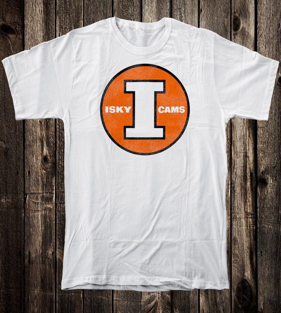 T Shirt 100% Cotton White Hot Rod Iskenderian Isky Racing Cams Orange Logo Unisex T-Shirt XXL