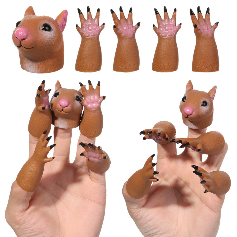 Kids Toys Dog Squirrel Cat Finger Dolls Hand Puppet Props random combination