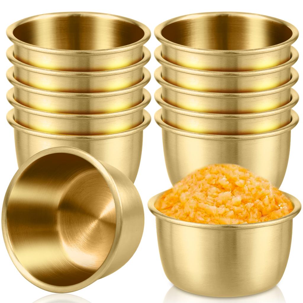 12 Pcs Sauce Dipping Bowl 304 Stainless Steel Dipping Cups Round Sauce Dishes 45/55ml Mini Reusable Seasoning Cups Dipping Cups