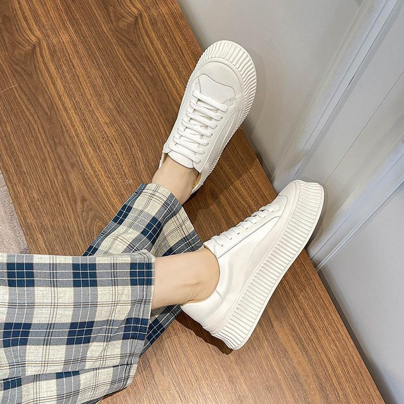 Shoes Breathable Soft Bottom Flat Bottom Casual Women's Shoes Heightened Thick Sole Sports Wind Board Shoes White Shoes Women