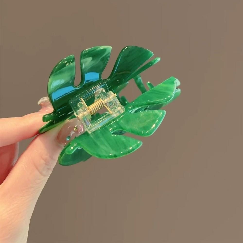 Leaf Style Shark Grab Clip Simple Design Leaf Style Clip Cute New Texture Clip  Hair Accessory
