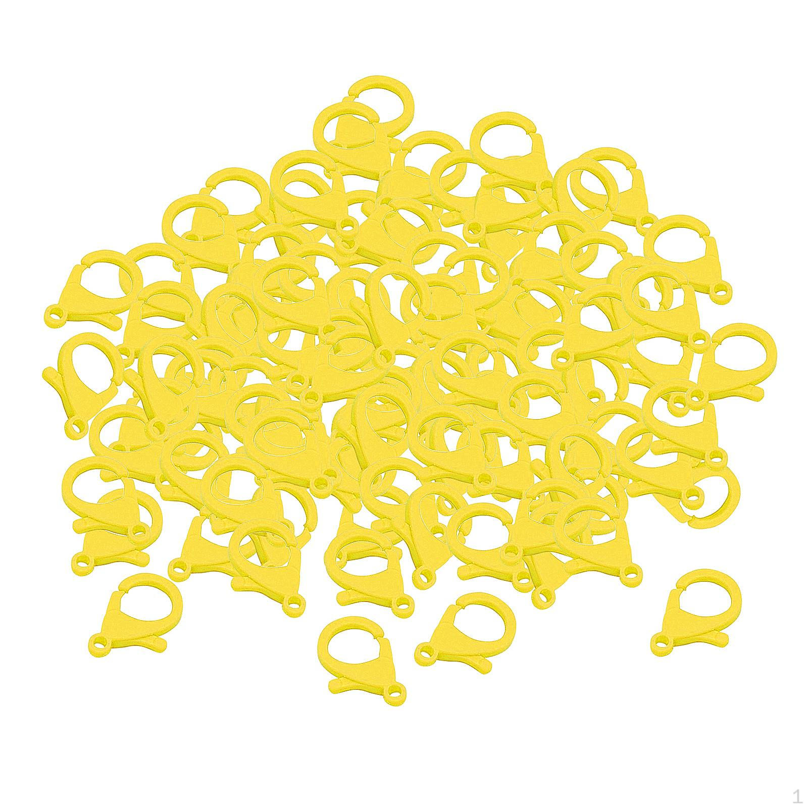 

100 Pieces Lobster Claw Clasps Hard Clasp Hooks Clips Mask Lanyard DIY,Toys, Key Rings, Yellow