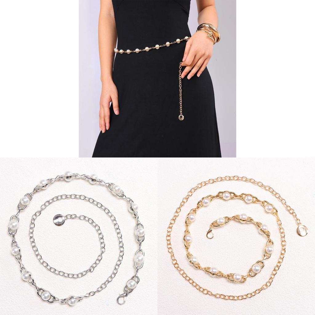 Elegant Pearl Waist Chain For Women Men Metallic Body Jewelry Summer Fashion Accessory