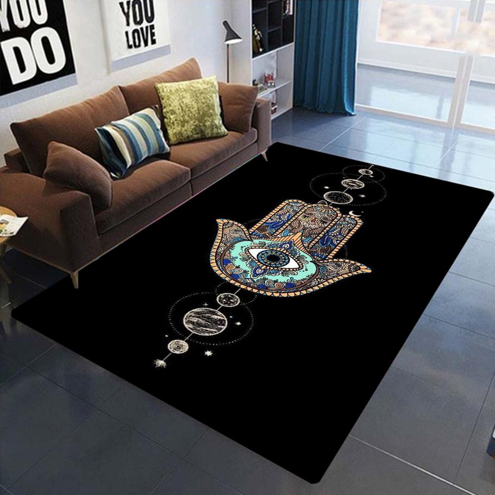 The Hand of Fatima Printed Area Rugs Non-Slip Carpet Hand Washable Polyester Carpet for Living Room Bedroom Decor Floor Mat