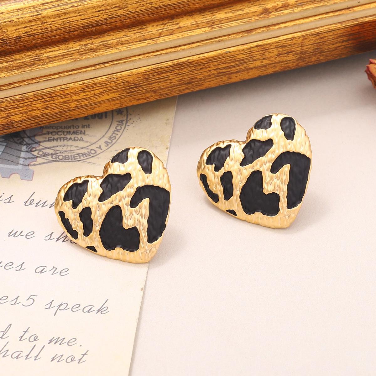 Серьги-гвоздики круглые с неправильным леопардовым принтом, геометрические, модные, с характером, простые, ретро, серьги