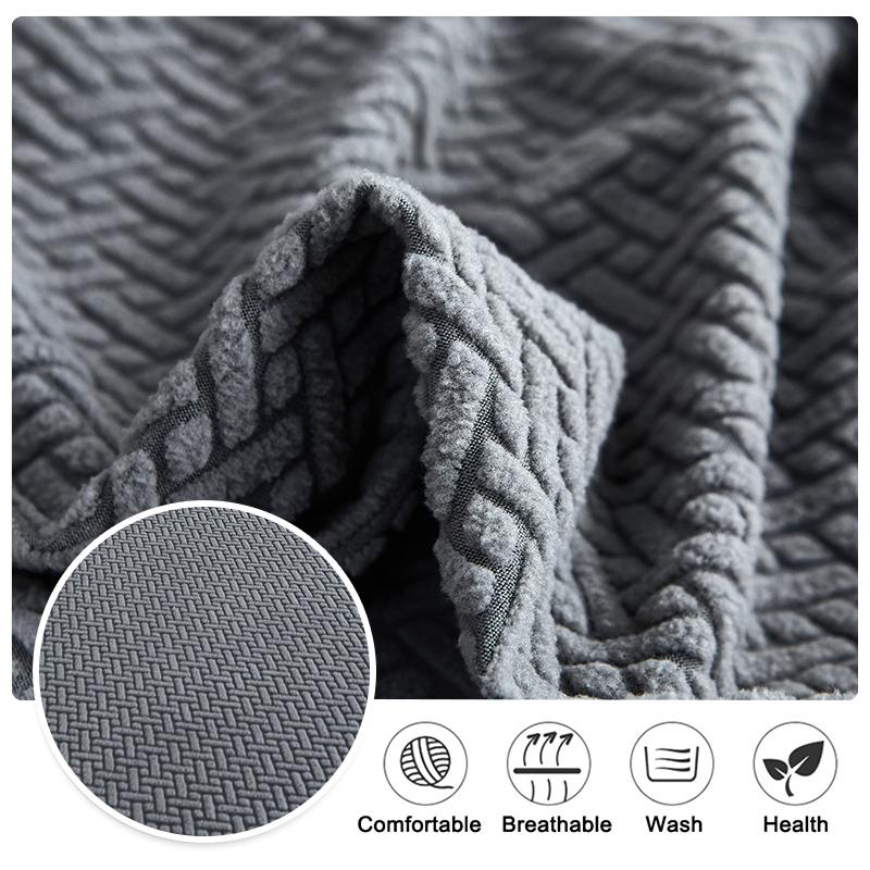Solid Color Sofa Seat Slipcover Cushion Covers With Elastic Band Thick Jacquard Textured Cushion Covers For Sectional Sofa Slip