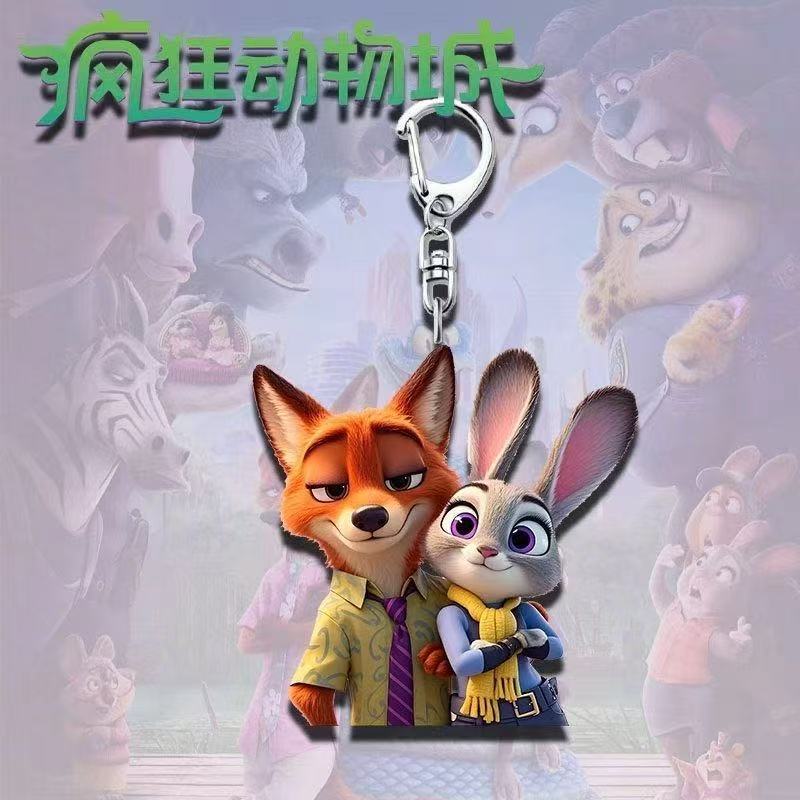 Portachiavi Creativo Carino del Film Zootopia Ornaments in Acrilico Cartone Animato Anime Decorazione per Borse alla Moda Regali per Coppie Amici