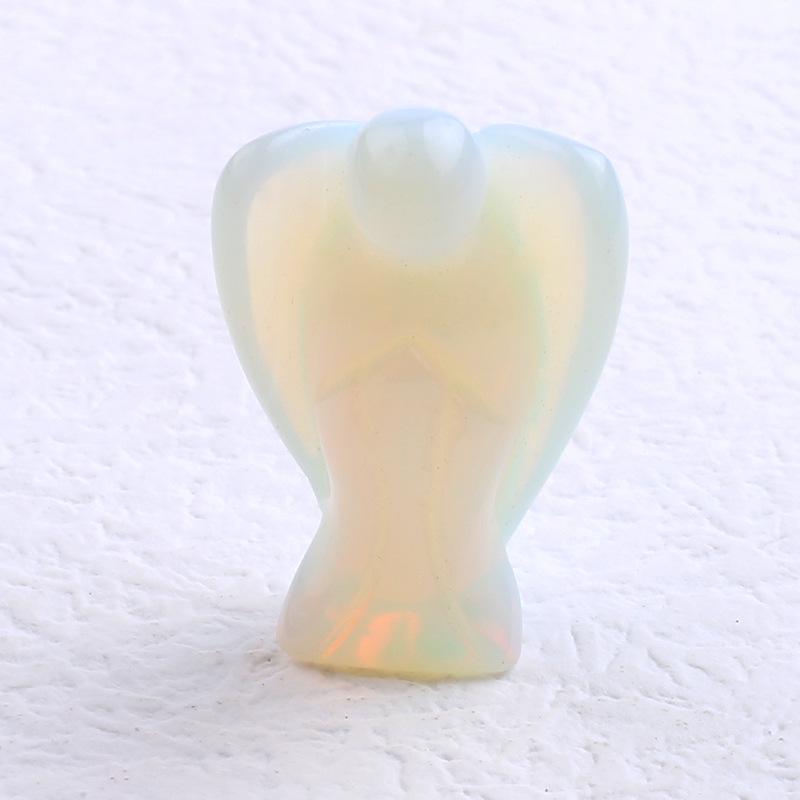 Rose Quartz and Jade Angel Carvings - Semi-Precious Crystal Home Decor