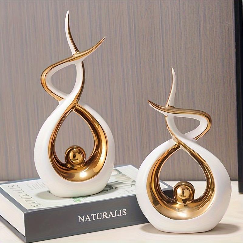2pcs Set a Pair of Home Decoration Pieces Elegant Decorative Bottles Resin Process Abstract Geometric Design Suitable for Living Room Porch