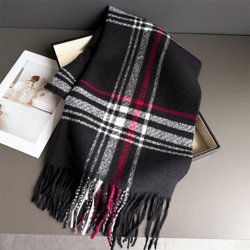 Winter Warmer Scarf For Women Men Thickened Neck Tassel Pashmina Shawl Faux Cashmere Warps Autumn Elegant Ladies Blanket