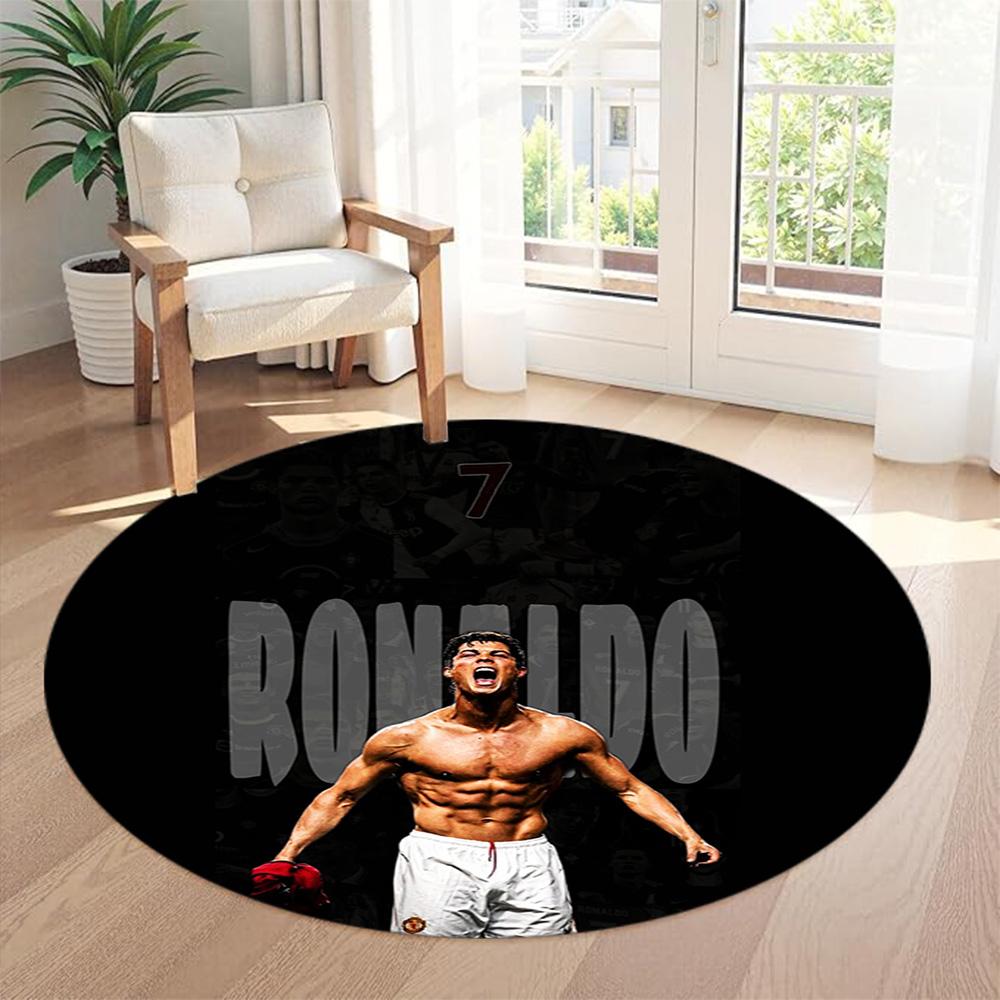 Cristiano Ronaldo Round Carpet Perfect for Balcony Bedrooms Outdoor Game Room Anti-slip Round Rug Decorate Offices Birthday Christmas Gift