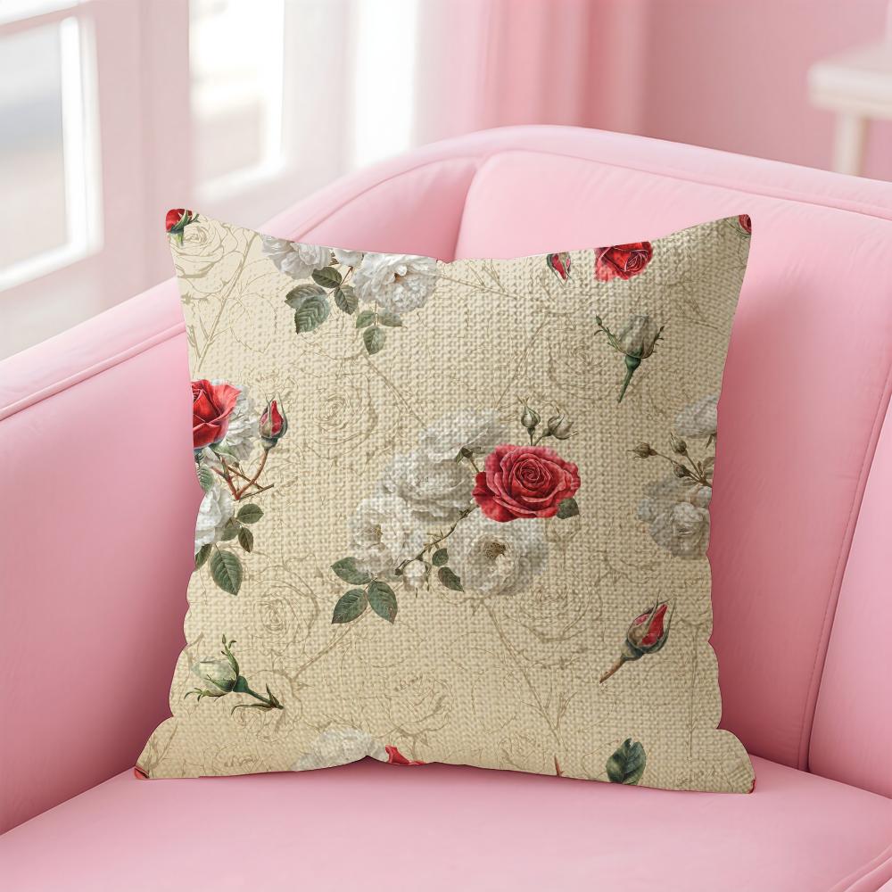 Classic Roses Flowers Cushion Cover Comfort Sofa Bed Silky Elegant Invisible Zipper Decorative Holiday Gifts