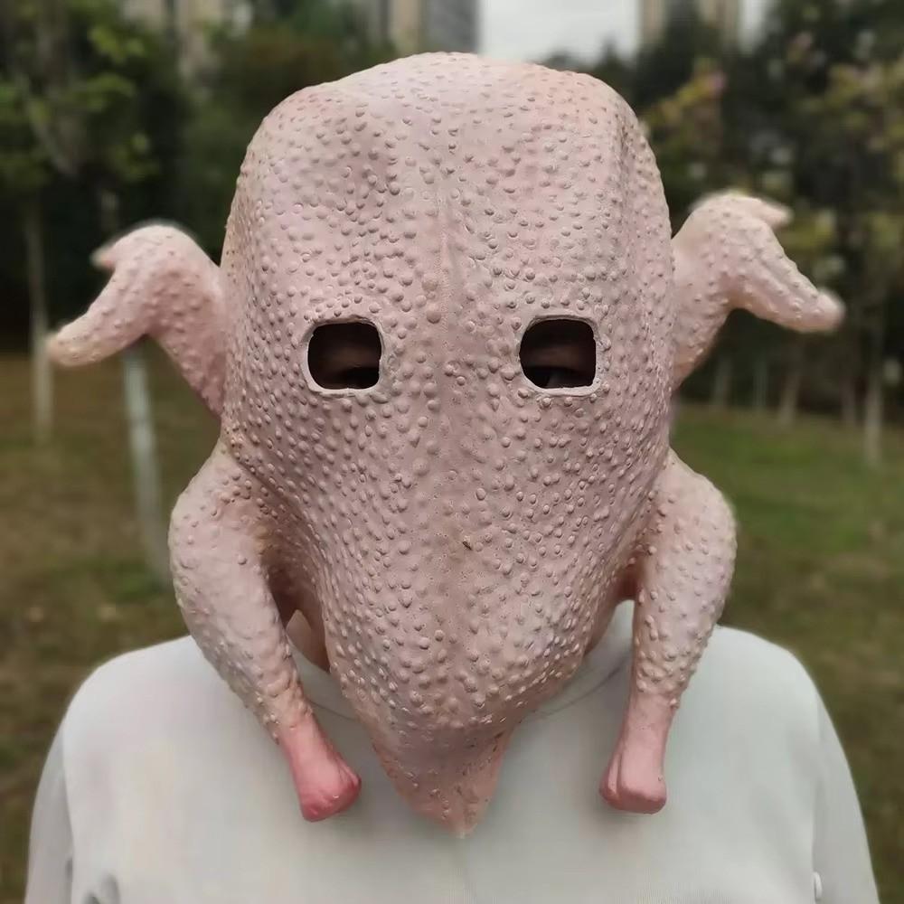 Realistic Turkey Chicken Latex Mask Funny Chicken Headgear Animal Latex Headgear Halloween