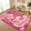 Cute Food Theme Crystal Velvet Floor Rug Personalized Custom Name Text Warm Carpet Home Decoration