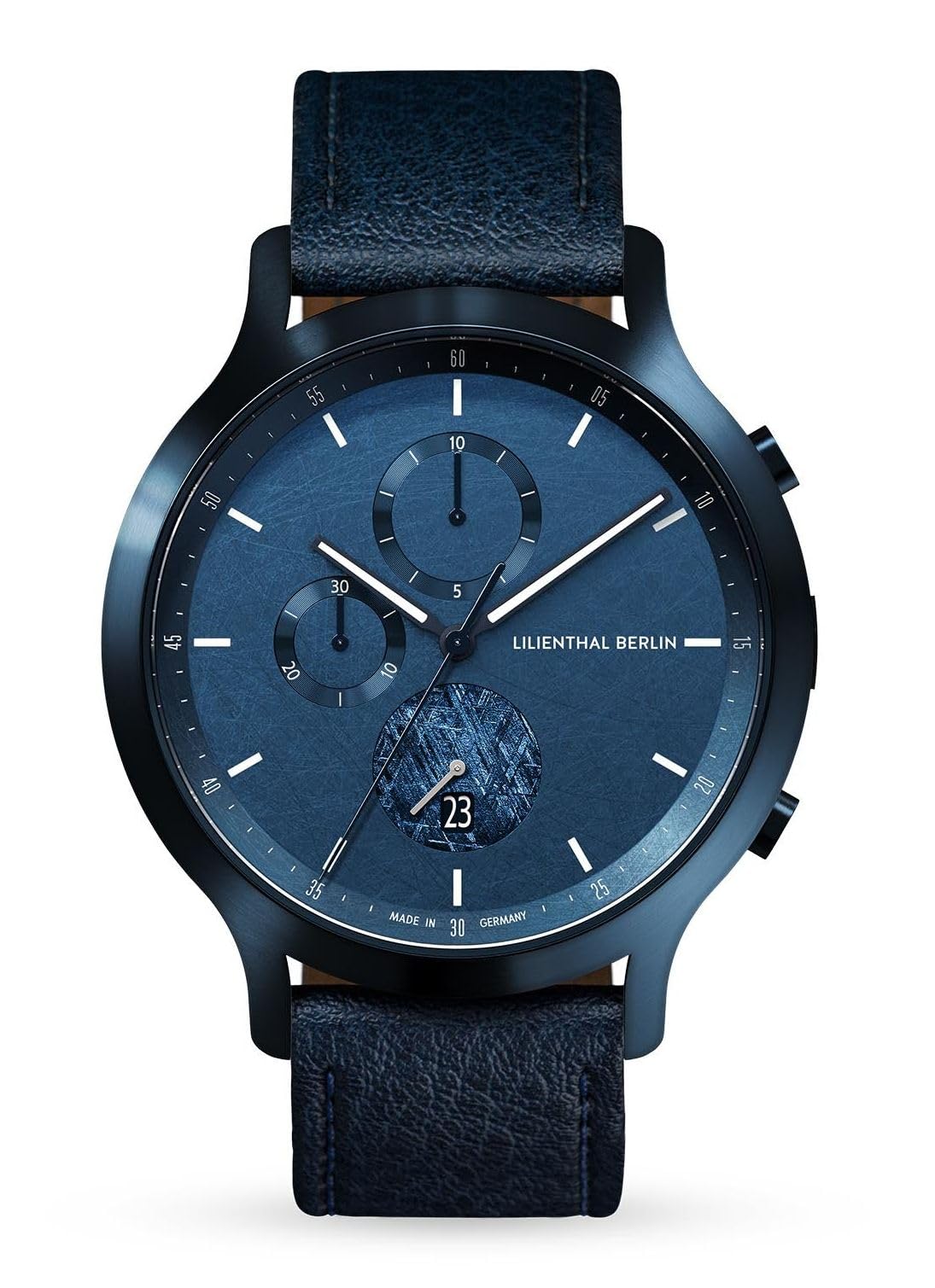

Lilianthal Berlin Chronograph Watch with Date and Limited Made in Blue Men s Meteorite, Edition, Germany, C01-LE-MTRII-B003EB, синій