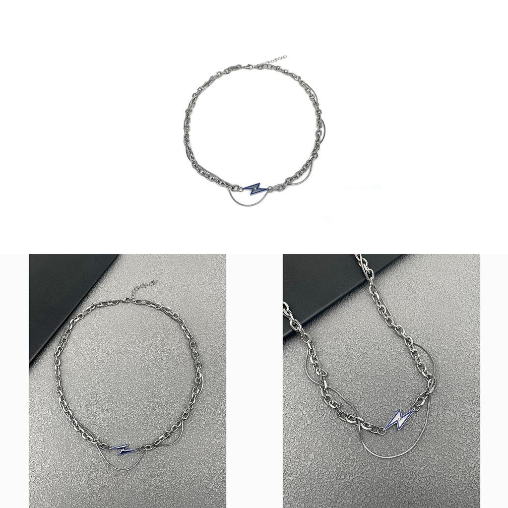 Stainless Steel Double Layer Geometric Necklace For Men And Women With Polished Finish
