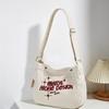 Japanese Canvas Bag Female College Student Class Ins Idle Style Large Capacity Shoulder Crossbody Niche Embroidery Tote Bag