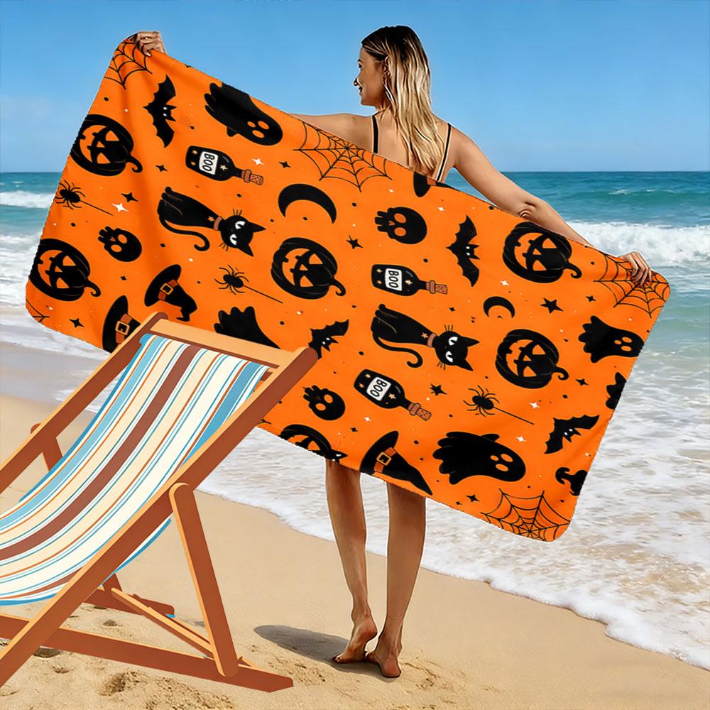 Whimsical spooky delight Print beach towel, quick drying, suitable for travel, outdoor sports, jogging, the beach and swimming, gift