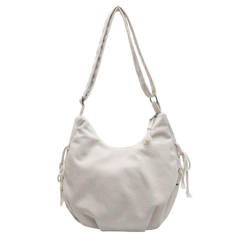 Cotton Corduroy Tote Bag With Zipper Closure For Daily Commuting And Office Use