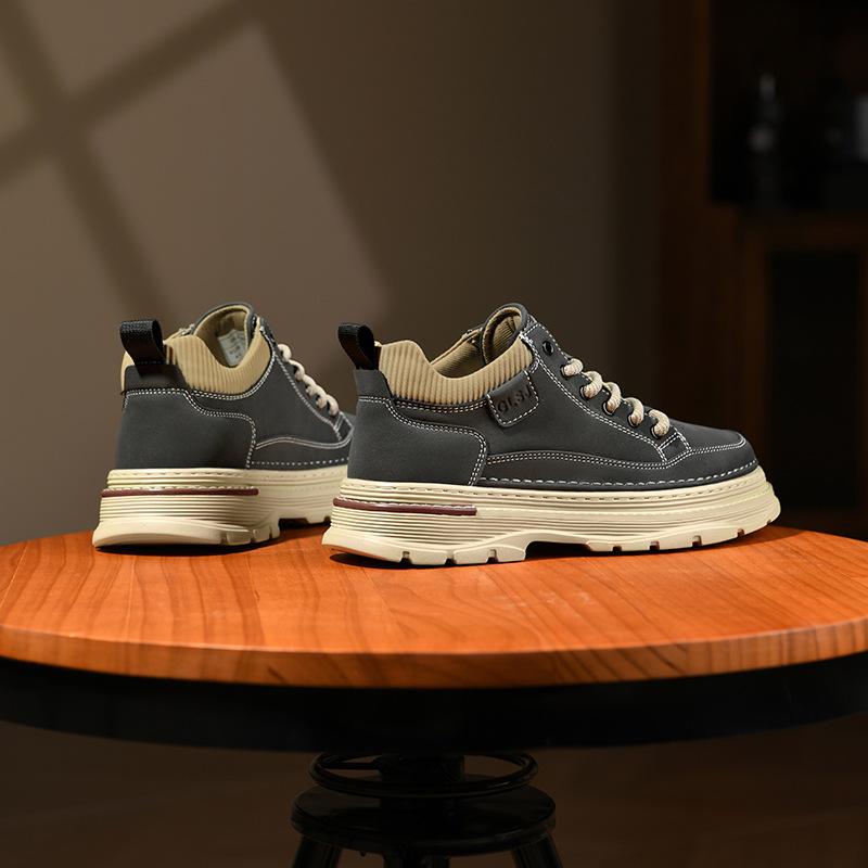 Brittiska herrskor Andningsbara Arbets- Affärsskor Höjdökande Casual Läderskor Mjuk Sula Sportskor Herrskor