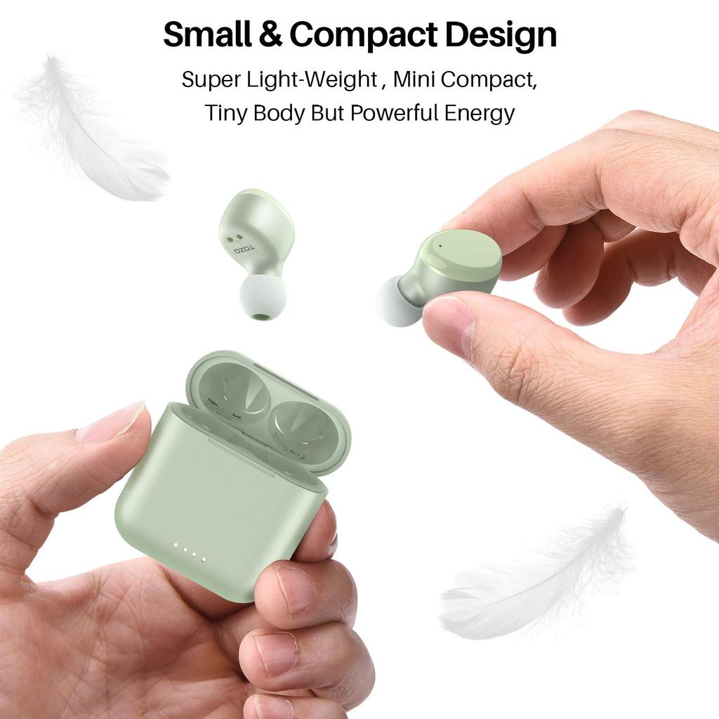 TOZO wireless earphones with a comfortable warm custom EQ for cooler and a dedicated Features include IPX8 lightweight up to 45 hours of playback AI