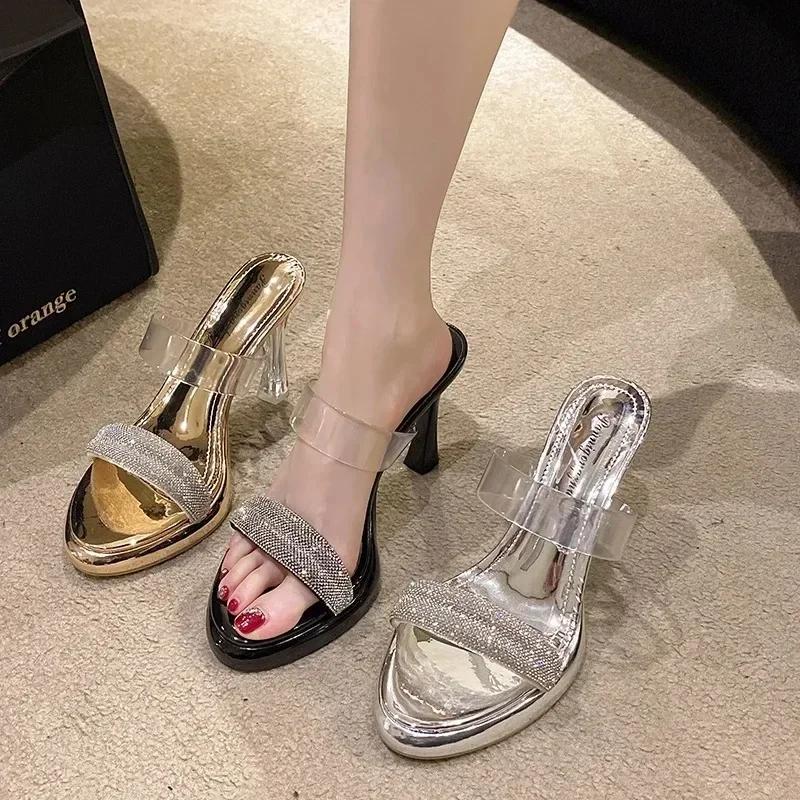 Fashion 2025Women Summer Outdoor Sandals High Heels  Fashion Female Slippers Elegant Slides Platform Rhinestone Casual Party Shoes