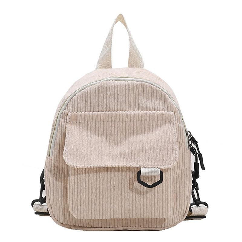 Women Fashion Travel Small Casual Daypacks Lightweight Simple Corduroy Double Shoulder Bag School Backpacks
