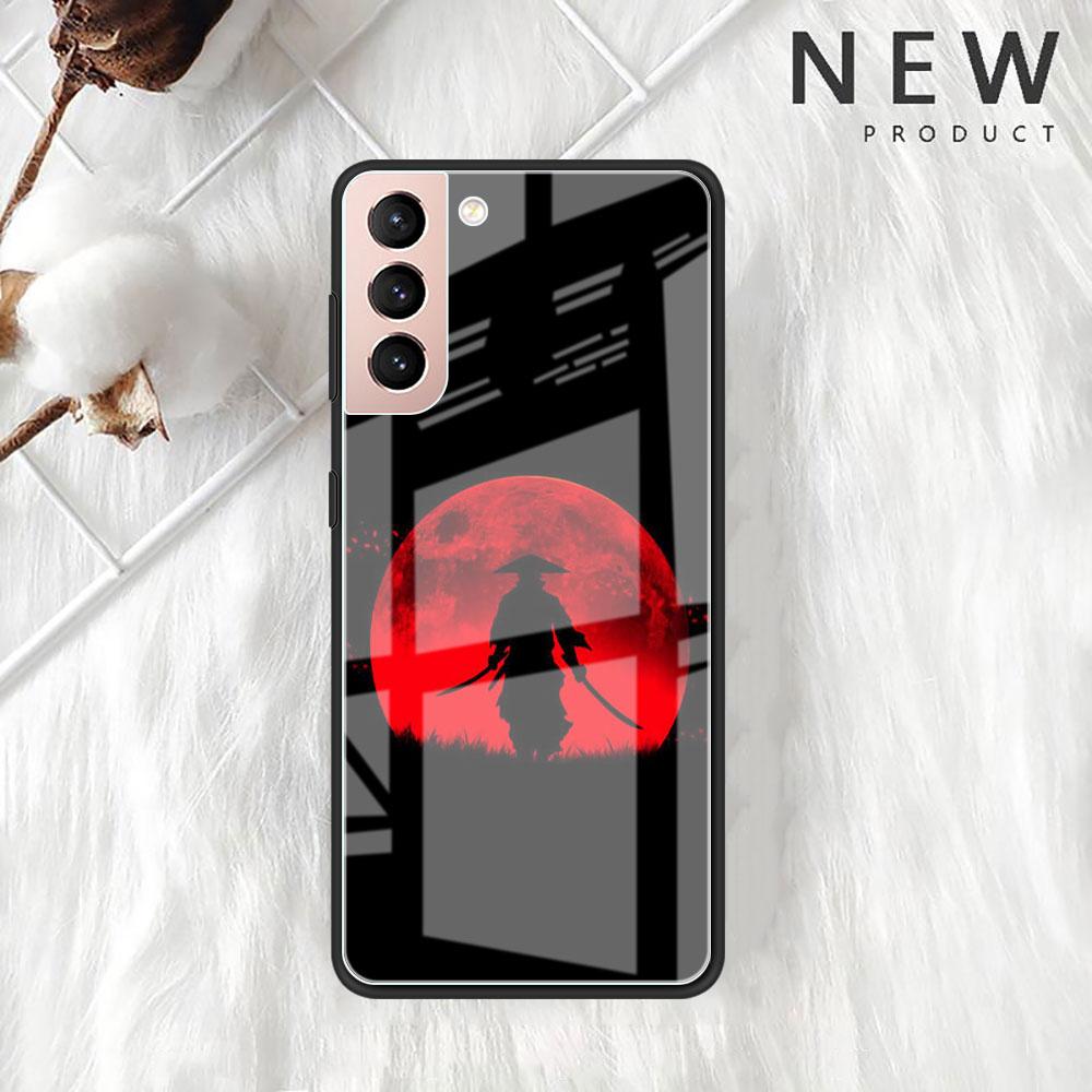 

Пейзаж чернила живопись японский самурай стеклянный чехол для Samsung Galaxy S22 S20 FE S21 Plus телефон чехол S10 5G S9 Note 20 10 оболочка Samsung S21 FE 5G