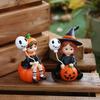 2Pcs Halloween Decors Handcrafted Witch Holding Ghostly Balloon Resins Figurines Ornaments For Home Festives Display
