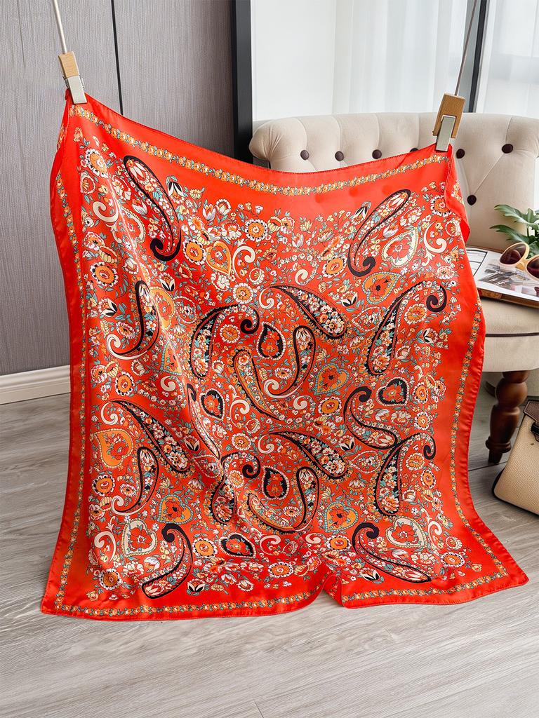 90*90Cm Paisley Silk Square Scarf Luxury Women Satin Shawl Wrap Hijab Female Neck Hair Neckerchief Echarpe Bandana Bag Warp