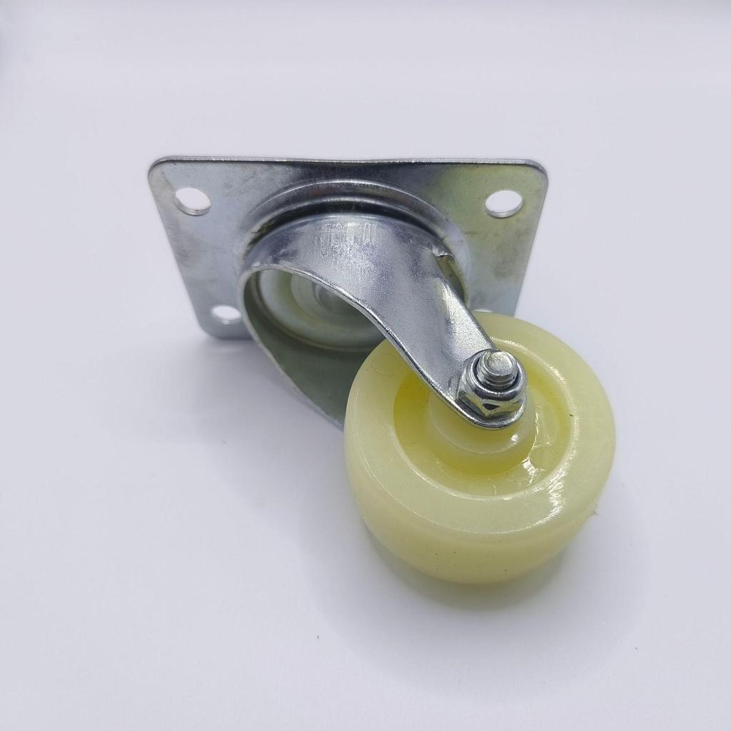 Lightweight Nylon Swivel Caster with White Flat Fat Tire Wheel for Furniture