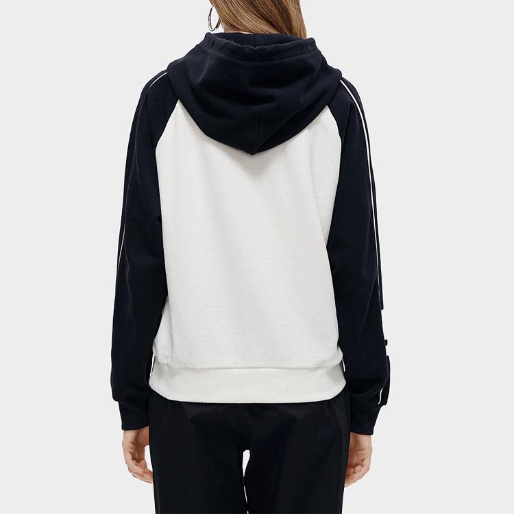 Fila Fusion Color Block Letter Embroidered Hooded American Casual Sports Sweatshirt Women sweatshirt White T11W312210F-WT